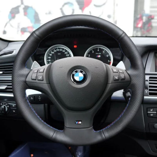 For BMW X5 X6 X6 M E70 E71 M50d SPORT Hand Stitching Car Steering Wheel Cover Leather