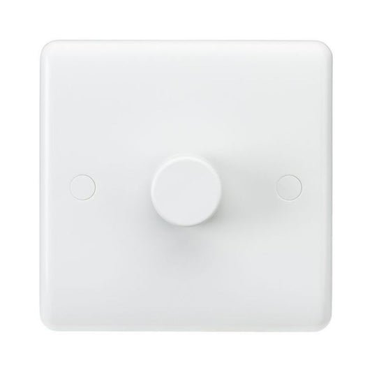 Knightsbridge CU2161 Curved Edge White 1 Gang 40-400W 2 Way Leading Edge Dimmer