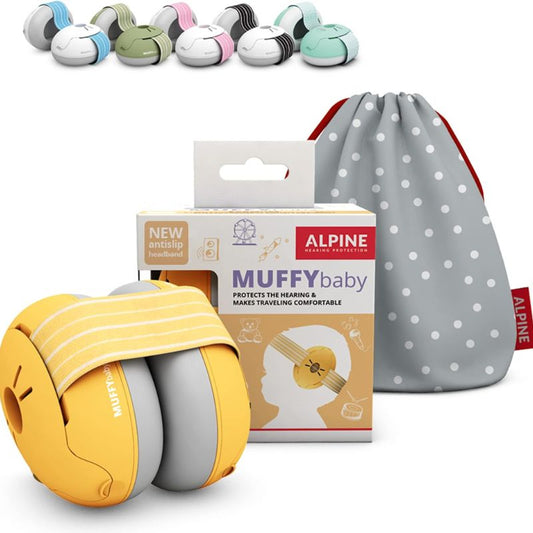 Alpine Muffy Baby Ear Protection for Babies and Toddlers up to 36 Months - CE & ANSI Certified - Noise Reduction Earmuffs - Comfortable Baby Headphones Against Hearing Damage & Improves Sleep - Yellow