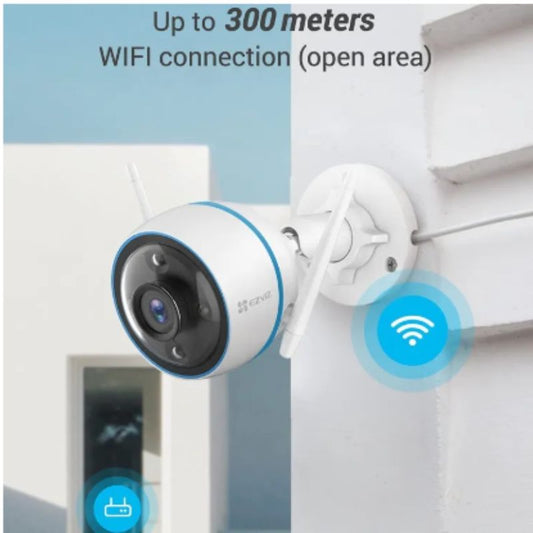 EZVIZ 1080P Security Camera Outdoor Colour Night Vision, Person Detection, IP 67 Waterproof, Customizable Detection Zones, H.265 Video Compression Works with Alexa and Google Assistant (CTQ3N)