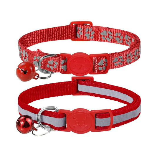 Taglory Reflective Cat Collar Personalized with Name and Number, Cat Collars Breakaway with Bell and ID Tag