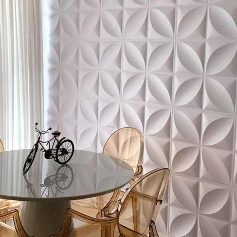 Kayra Decor 19.7x19.7 inch PVC White Flower 3D Wall Panels, D124 (Pack of 12)