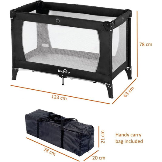 Babyway Travel Cot + Playpen with Mattress and Carry Bag