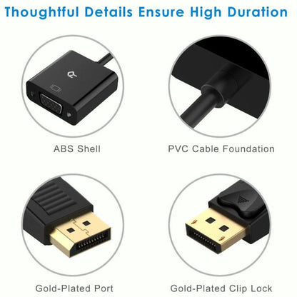 Rankie DisplayPort (DP) to VGA Adapter, Gold Plated Converter, Black