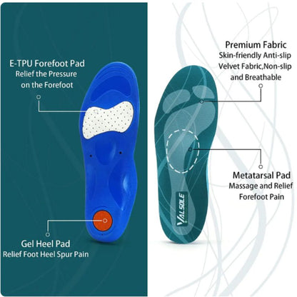 Valsole Plantar Fasciitis Arch Support Insoles for Men Women, Comfort Athletic Gel Orthotic Inserts for Flat Feet Newest