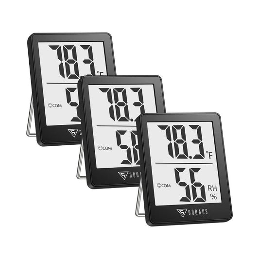 DOQAUS Digital Hygrometer Indoor Thermometer 3 Pack, Room Thermometer with 5s Fast Refresh, Accurate Humidity Meter Temperature Sensor for Home, Bedroom, Baby Room, Office, Greenhouse, Cellar (Black)