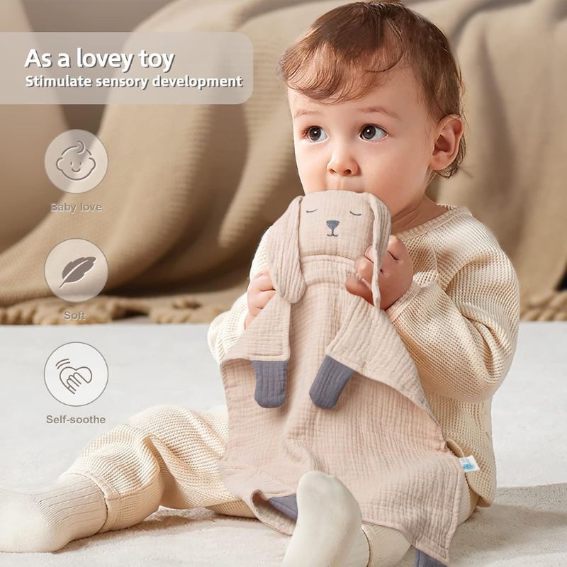 Lulu moon Baby Security Blanket for Unisex, Cotton Muslin Baby Lovey, Soft & Breathable Lovie Baby Gifts for Boys and Girls