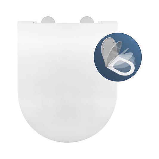 Toilet Seat Compatible Soft Close | High Quality and Antibacterial | Removable and Adjustable Steamed Hinge | Easy Installation and Quick Extraction | Toilet Seat D-U Shape | 44 x 36 x 5 cm