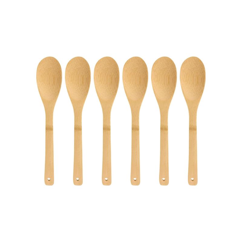 Kitchen Cooking Spoon Set with 6 Bamboo Mixing Spoons Wooden Cooking Spoon Set