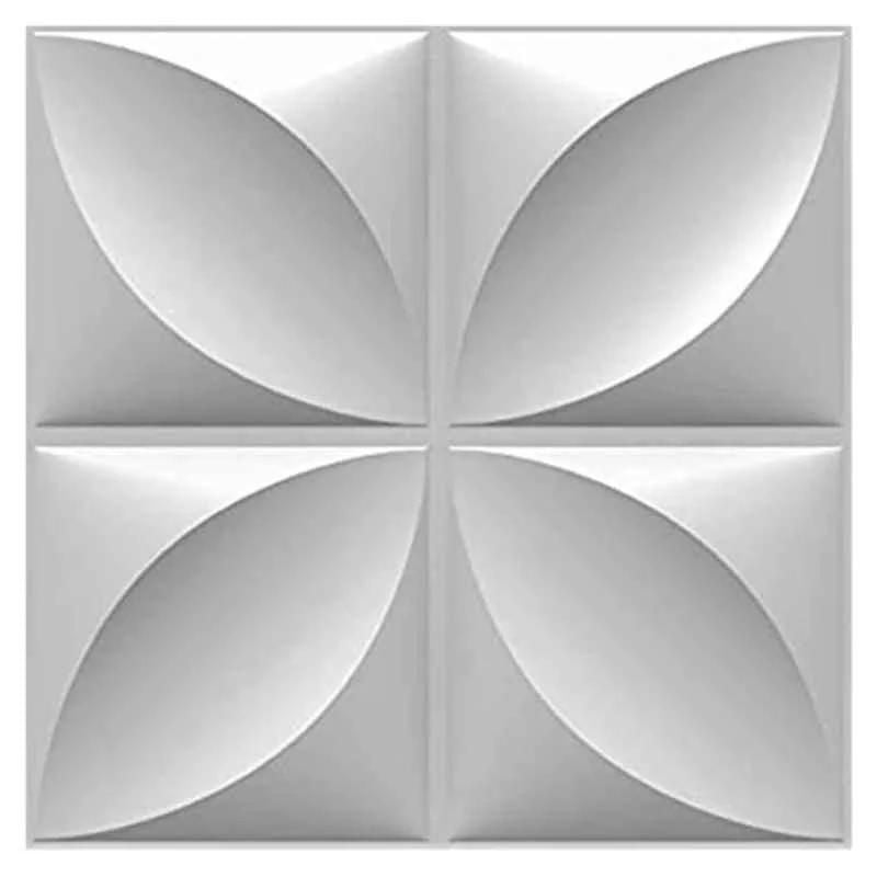 Kayra Decor 19.7x19.7 inch PVC White Flower 3D Wall Panels, D124 (Pack of 12)