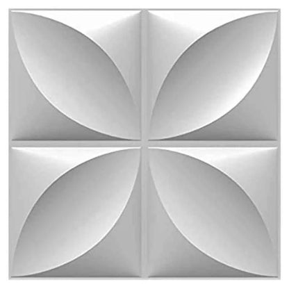 Kayra Decor 19.7x19.7 inch PVC White Flower 3D Wall Panels, D124 (Pack of 12)