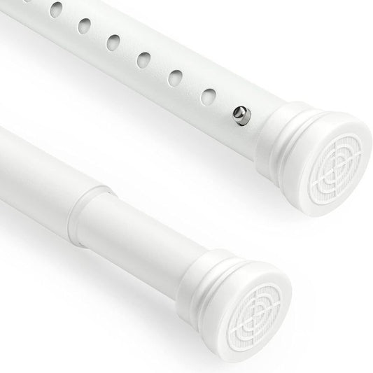 SimpleHome Lenny I Shower Curtain Rail without Drilling Extendable (White, 70 cm to 105 cm, 1 Piece) I Diameter 2.5 cm I Telescopic Rod Tension Rod Adjustable Shower Rod, Curtain Rod, Clothes Rail