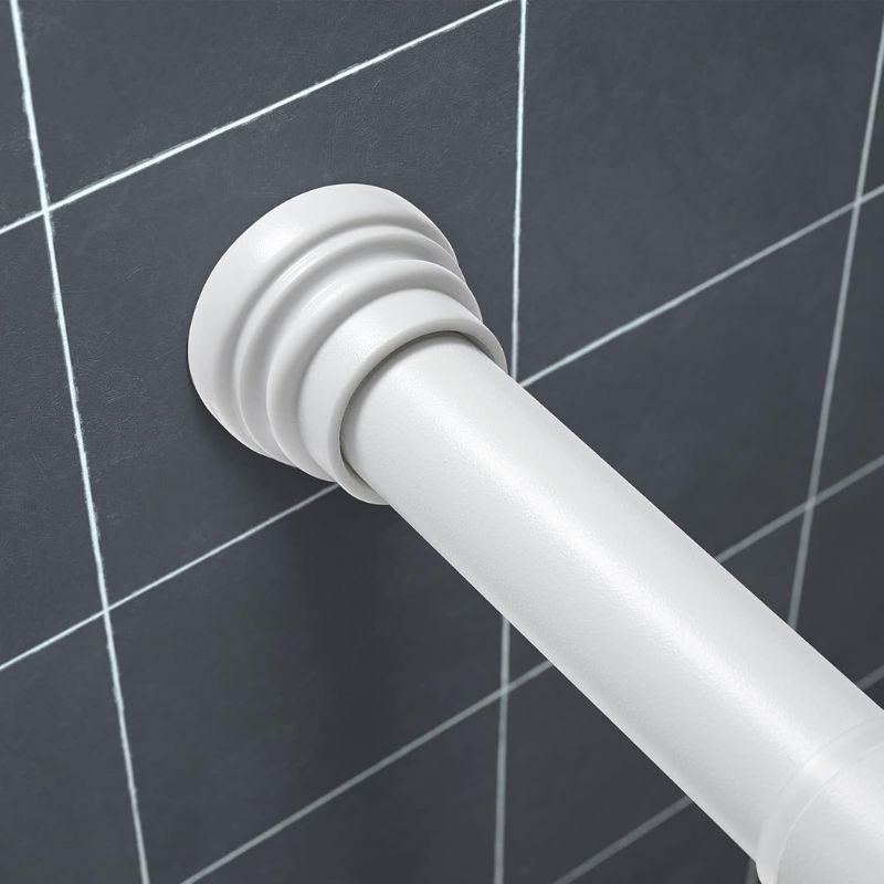 SimpleHome Lenny I Shower Curtain Rail without Drilling Extendable (White, 70 cm to 105 cm, 1 Piece) I Diameter 2.5 cm I Telescopic Rod Tension Rod Adjustable Shower Rod, Curtain Rod, Clothes Rail