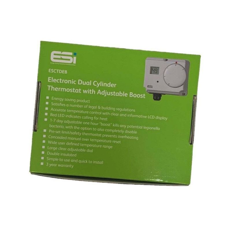 ESI Electronic Dual Hot Water Energy Saving Cylinder Thermostat - ESCTDEB