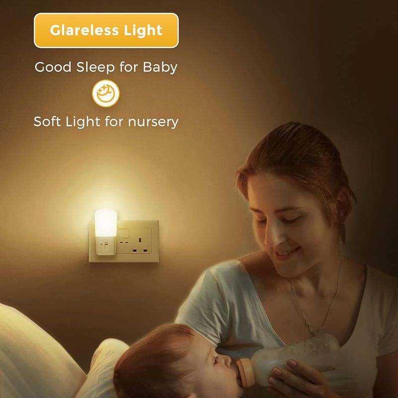 Plug in Night Light, Dimmable Night Lights, LOHAS Dusk to Dawn, Brightness Adjustable, Warm White 3000K, Good for Sleep, Children Light, Used in Hallway, Toddler Beds, Stairs, Bedroom, 2 Pack