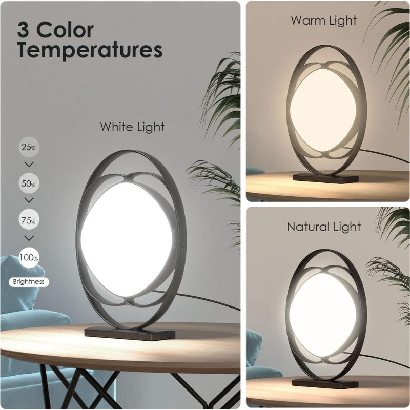 Light Therapy Lamp, UV-Free 10000 Lux Happy Lamp with 3 Color Temperature Modes & Adjustable Brightness & Timer & Memory Function, Happy Lamp Therapy Light for Office/Home (Black)