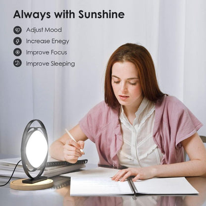 Light Therapy Lamp, UV-Free 10000 Lux Happy Lamp with 3 Color Temperature Modes & Adjustable Brightness & Timer & Memory Function, Happy Lamp Therapy Light for Office/Home (Black)