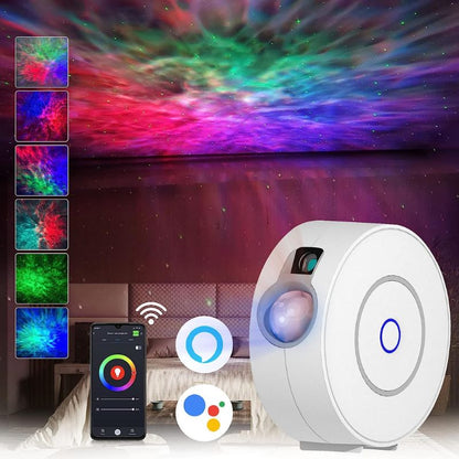 Smart Galaxy Projector with Nebula Cloud/Moving Ocean Wave, WiFi Star Projector for Room Decor, Home Theater Night Light Projector