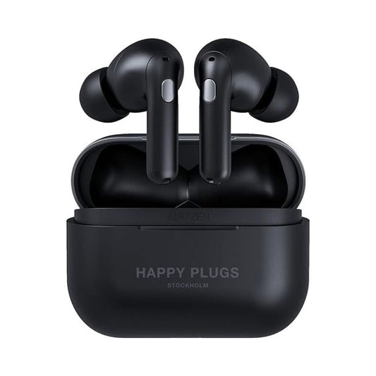 Happy Plugs Air 1 Zen – Fashion & Premium True Wireless in-Ear Earbuds – 30 Hours Battery Life – Passive Noise Cancellation - Black