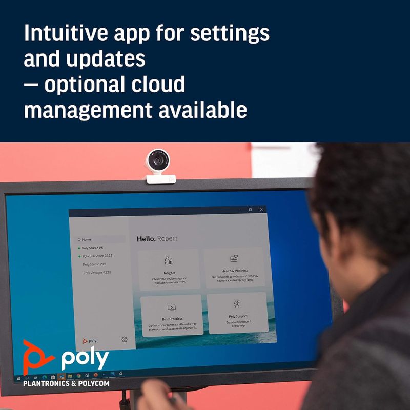 Poly by Plantronics Studio P5 Professional Webcam - 1080p HD Laptop Camera for Video Conference & Distance Learning - Monitor & Tripod Mount - Privacy Shutter-Works w/Teams, Zoom