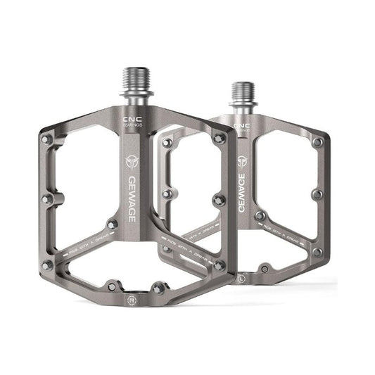 GEWAGE Road Bike Mountain Bike Pedals - 3 Bearing Bicycle Pedals - CNC Machined 9/16" Flat Pedals with Removable Anti-Slip Nails