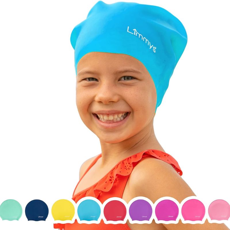 Limmys Kids Swimming Cap - 100% Silicone Kids Swim Caps for Boys and Girls - Premium Quality, Stretchable and Comfortable Swimming Hats Kids