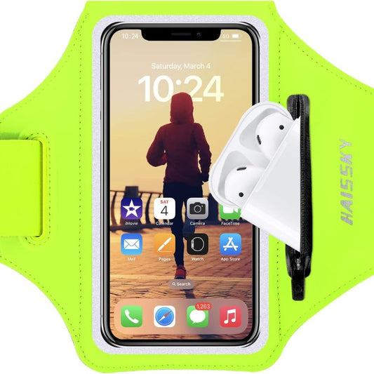 Cell Phone Running Armband with Airpods Zipper Pocket Armband Case Running Holder For iPhone 14