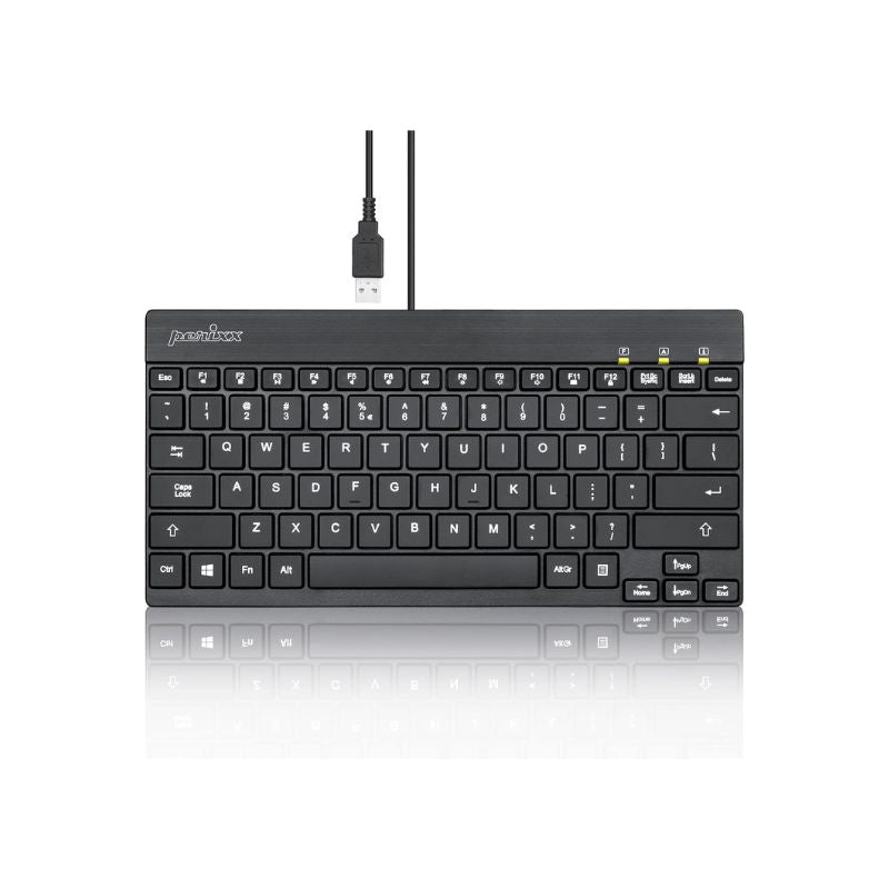 Perixx PERIBOARD-326US Backlit Keyboard, Wired, Compact, USB, Small, Numeric Keypadless, Membrane Key, Space Saving