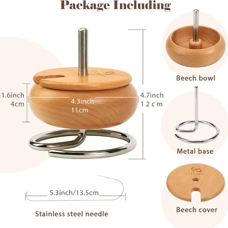 BBonnet Rotating Bead Holder with 2pcs LargeSize Beading Needles, Wooden Rotating BeadHolder for DIY Seed Beads, Waist Beads,Bracelets, Rotating Bead Bowl and Needles