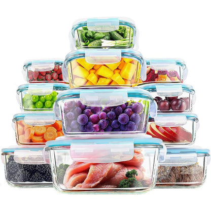 KICHLY - Set of glass food containers – 24 pieces (12 containers, 12 lids)