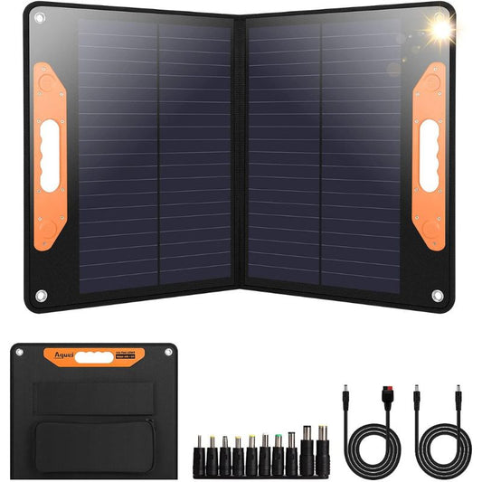 60W Foldable Solar Panel Monocrystalline, Solar Charger for Power Station,12V Battery,Solar Generator with Adjustable Kickstand and 3 USB for Outdoor Camping Vanlife RV Off Grid