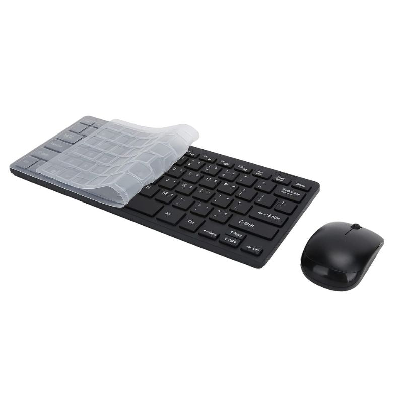 Keyboard Mouse Set, K03 81Keys Lightweight Keyboard with Silent Mini Mouse, Simple White/Black, for Outdoor Office (Black)