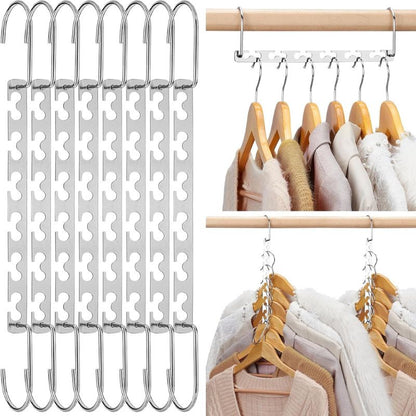 HOUSE DAY 8pcs Magical Hangers Closet Space Saving Wardrobe Clothing Magic Hangers Oragnizer Heavy Chrome Hangers, Updated Hook Design 26cm Long