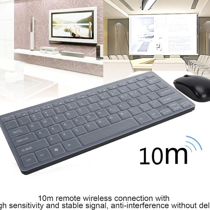 Keyboard Mouse Set, K03 81Keys Lightweight Keyboard with Silent Mini Mouse, Simple White/Black, for Outdoor Office (Black)