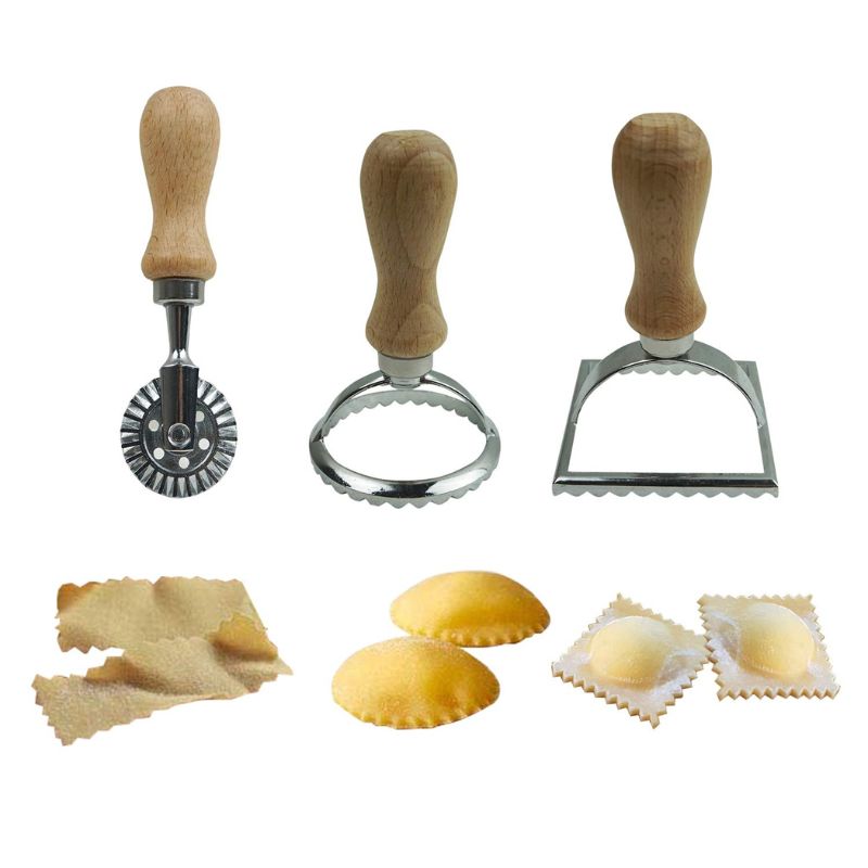 Proshopping 3 Set Ravioli Stamp Cutter, Large Round Square Ravioli Maker and Dough Wheel Cutter, Metal Pasta Stamp Press Mold - for Italian Ravioli, Pasta, Dumplings Lasagna, Pierogi, Wonton, Pastry