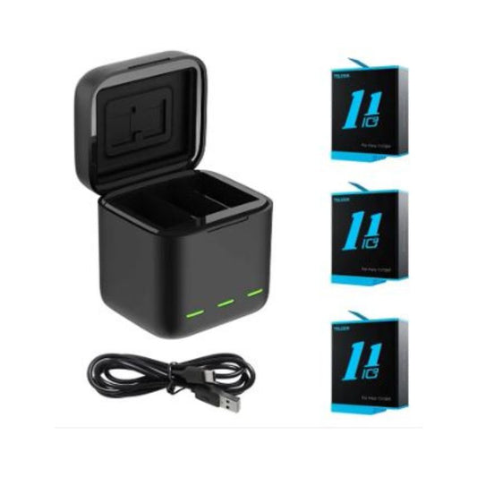 TELESIN 3‑Channel Battery Charger Charging Case Box USB for GoPro Hero 9 10