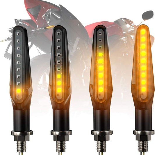 CCAUTOVIE Pack of 4 Universal Motorcycle LED Turn Signal Lights Sequential Approved LED Flashing Amber Bulb E24