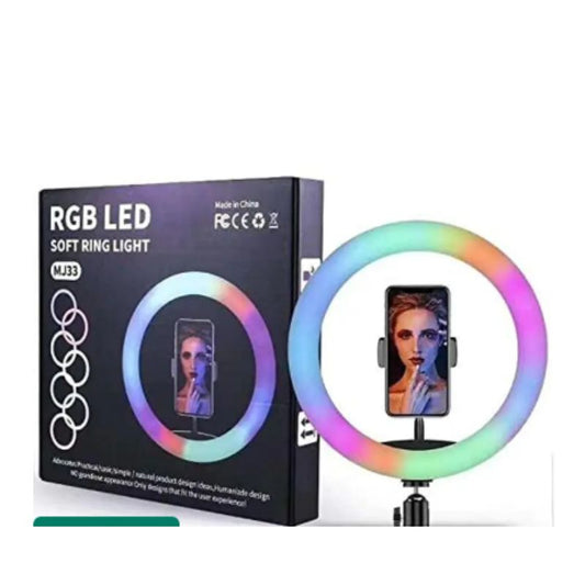 Powerpak MJ33 13"/33cm RGB Ring Light with Mini Light Stand for YouTube | Photo-Shoot | Video Shoot | Live Stream | Reels | Makeup & Vlogging, White, 13 inch